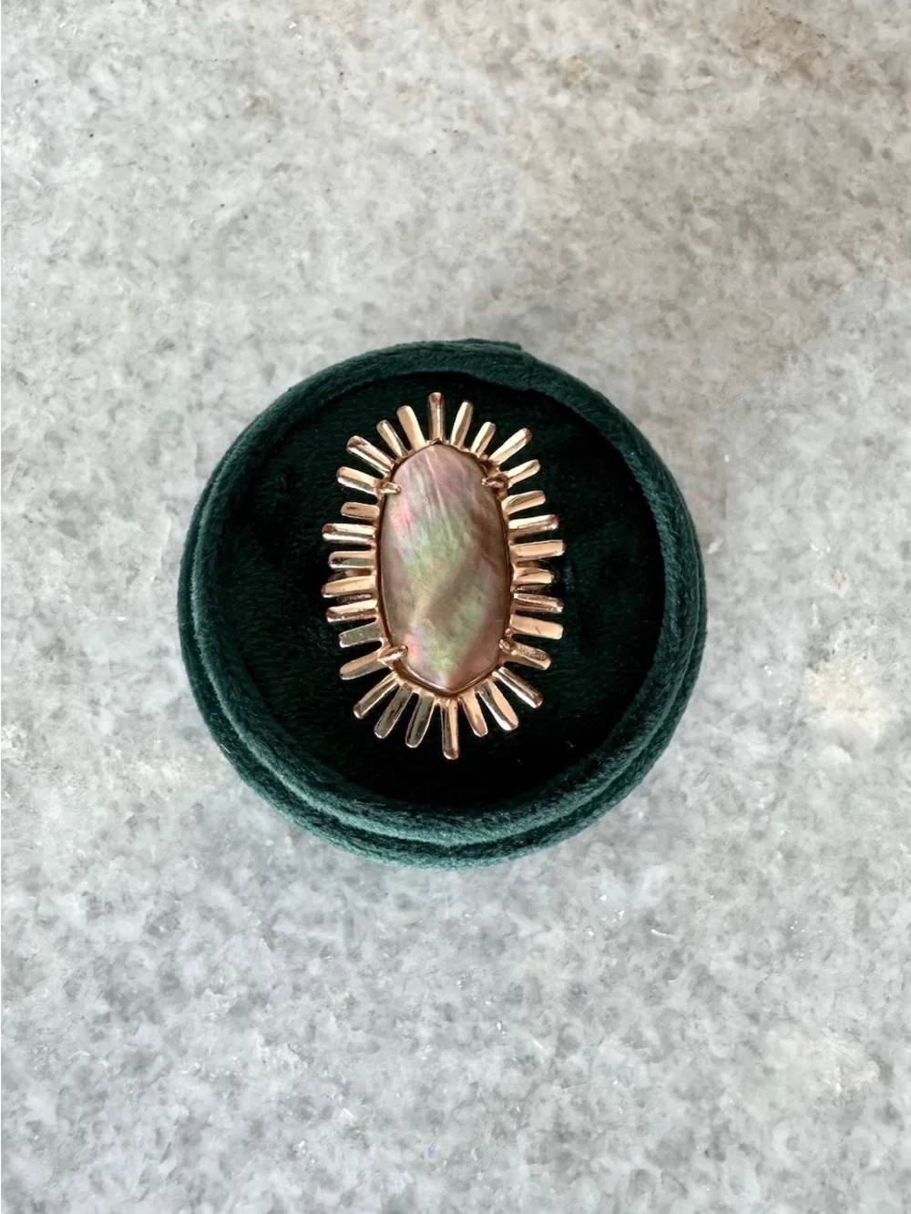 Kendra Scott Gold Sunburst Ring with Iridescent Opal